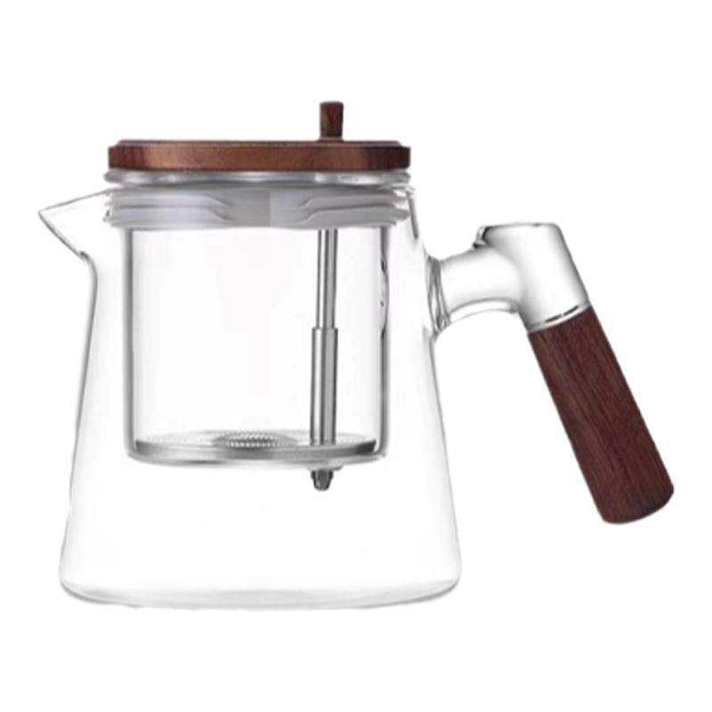 泡茶壶2024新款玻璃内胆按压一键过滤冲茶茶具飘逸杯高档茶水分离