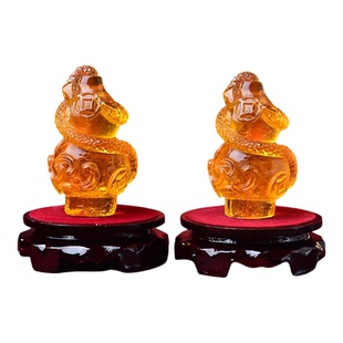 淘运灵阁灵蛇进禄琉璃摆件2026年属牛人吉祥手链吊坠客厅卧室摆设