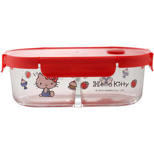 三丽鸥玻璃饭盒可微波炉加热专用上班族分隔带盖密封保鲜便当汤碗