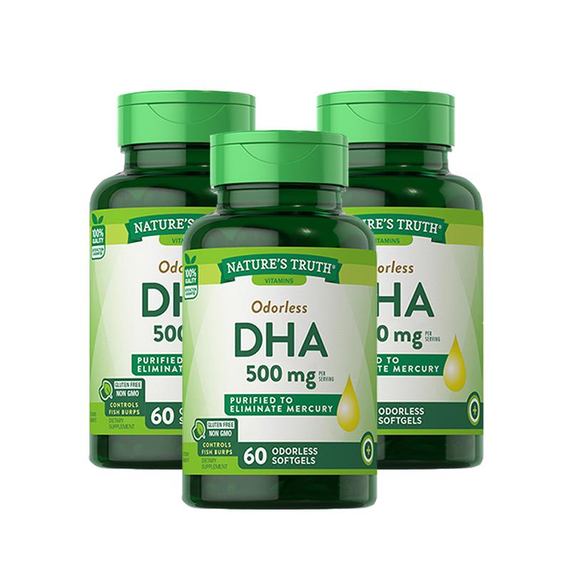 美国自然之珍DHA软胶囊60粒*3瓶进口易吸收胶囊