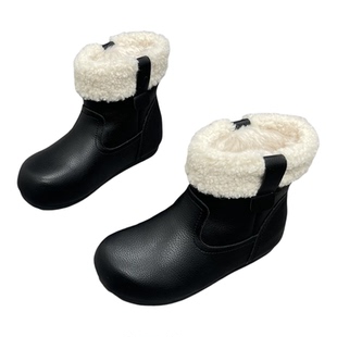 真皮白色毛毛雪地靴女2025年冬季新款羊毛加厚皮面内增高套筒棉鞋