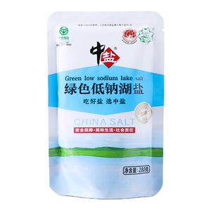 中盐加碘绿色低钠湖盐280g*6袋加碘家用食用盐低钠盐钾盐低钠湖盐
