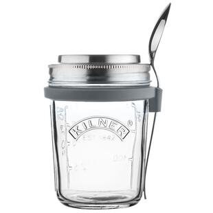 Kilner隔夜燕麦杯密封酸奶杯子带盖勺水果沙拉刻度牛奶早餐杯便携