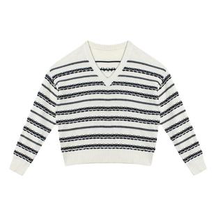 Dotdrobe多着 正反两穿 羊毛混纺V领针织衫女秋冬新款