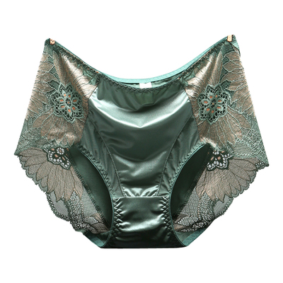 3条装夏季薄款透气内裤女大码90-170斤无痕高腰透明蕾丝三角裤头