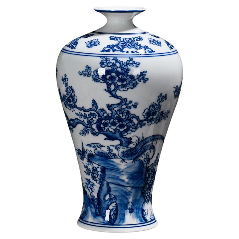 景德镇陶瓷花瓶明清古典手绘仿古青花瓷中式家居客厅装饰品摆件