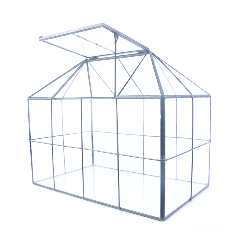 北欧简约几何顶开口玻璃房子罩摆件花房咖啡客厅家居装饰工艺礼品