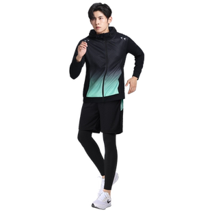 跑步运动套装男士健身衣服羽毛球服冬季速干衣男款训练青少年冬天