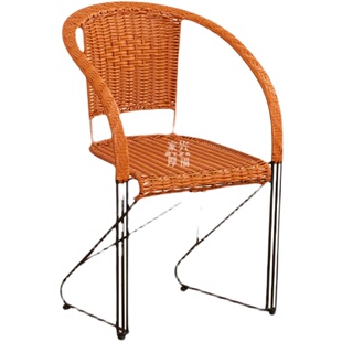 新款简约休闲现代网红阳台藤椅餐椅电脑椅编织弓形椅舒适久坐铁艺