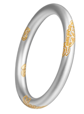 银手镯女古法花丝描金足银镯子