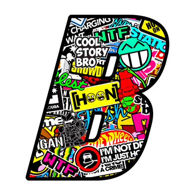 彩绘涂鸦英文字母潮牌反光贴纸