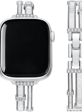 ZEGL适用applewatch银色苹果手表表带iwatch手表链轻奢手链女腕带