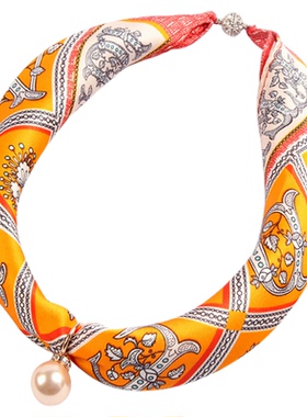 真丝磁吸扣项链女气质方巾两用