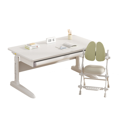 护童可升降实木儿童学习桌大白桌