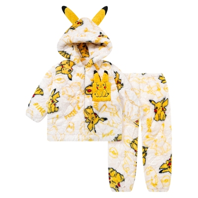 皮卡丘儿童睡衣三层夹棉加绒加厚珊瑚绒家居服法兰绒男童童装男孩