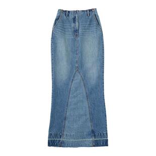 MOUSSY 春季气质淑女风个性拼色牛仔半身裙010GAS11-5160
