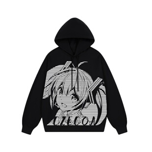 CZECOA动漫连帽卫衣男女生情侣宽松休闲潮牌秋冬加绒高街重磅帽衫