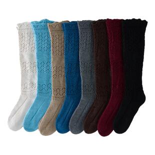 堆堆袜子女秋冬季保暖复古浮雕小腿袜针织镂空jk花边长筒袜春秋款