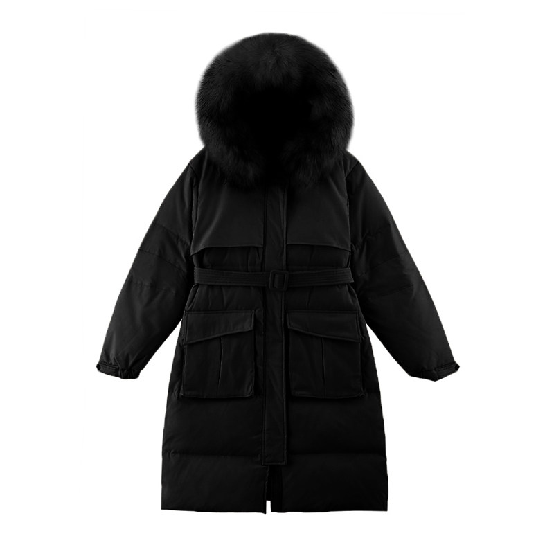 反季清仓派克羽绒服女2021年新款白鸭绒真毛领韩版加厚工装外套潮