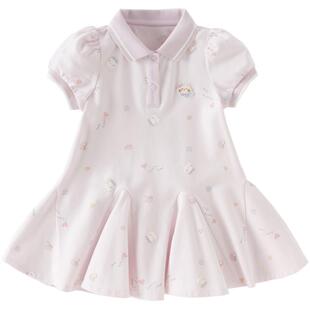 戴维贝拉儿童针织polo连衣裙女童2026新款学院风裙子女宝夏装A类