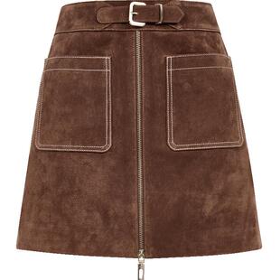 【ONLY奥莱】春季明线装饰可调扣袢高腰显瘦A字皮裙短裙半身裙女