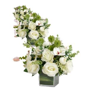 玻璃瓶花瓶仿真花假花办公会议桌装饰品客厅茶几台花餐桌花艺摆件