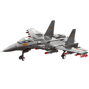 积木飞机系列歼20歼15武装直升战斗机军事男孩子玩具礼物适用乐高