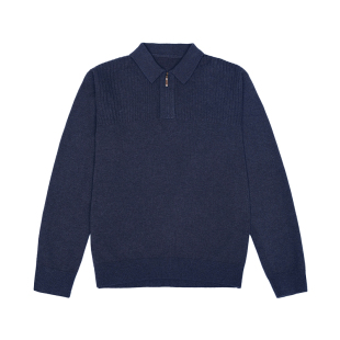 鹿王100%山羊绒衫男半拉链polo翻领针织衫毛衣保暖打底25年秋冬新