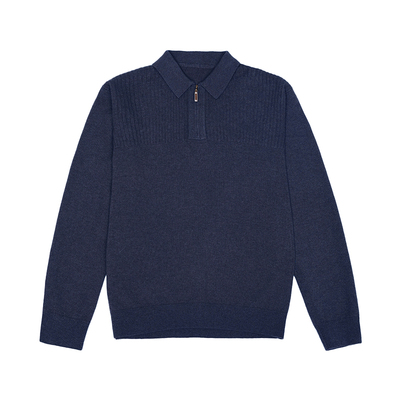 鹿王100%山羊绒衫半拉链翻领