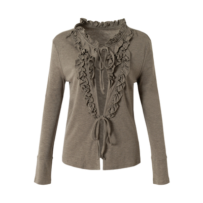 vodkaelves木耳边天丝羊毛开衫