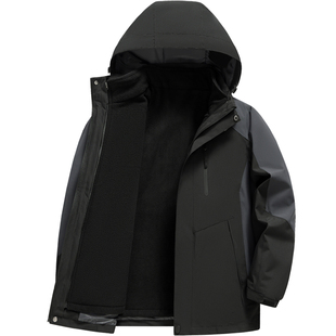 爸爸秋冬装外套中老年人加绒加厚三合一冲锋衣棉衣男爷爷保暖棉服