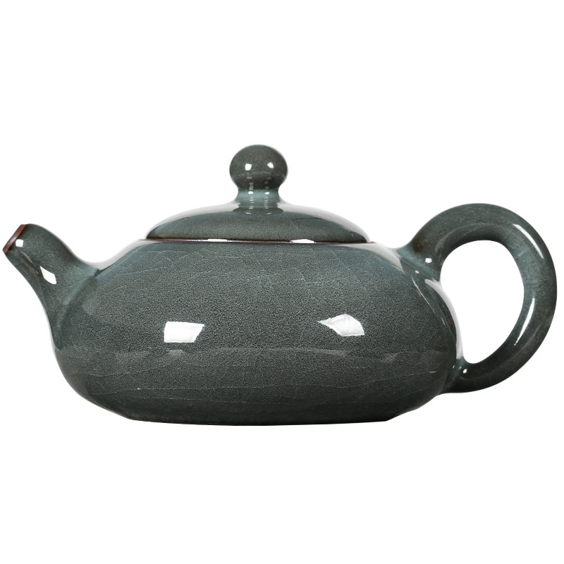 龙泉青瓷哥窑铁胎手工精修茶壶