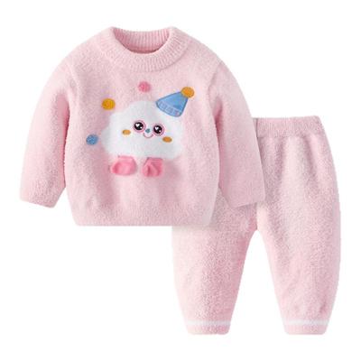 婴儿毛衣加绒加厚针织套装