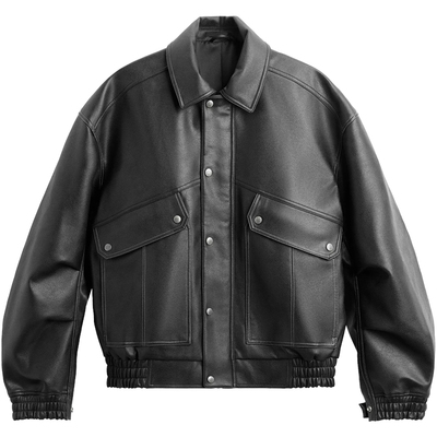 西班牙单！秋冬翻领宽松仿皮夹克