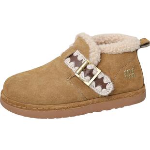 索菲娅雪地靴女成人冬季加绒保暖厚底棉鞋短靴一脚蹬勃肯毛毛鞋子