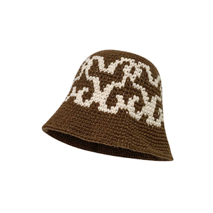 白敬亭同款手工钩织渔夫帽子女秋冬季日系镂空针织盆帽保暖毛线帽