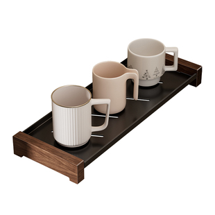 胡桃木卫生间台面托盘式牙刷置物架新款漱口杯中古刷牙杯收纳杯架