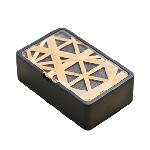 宣品书房竹篱墨海文房四宝砚台安徽歙砚宣砚带盖竹编盖子不易干墨 书法国画适用小楷创意便携小砚台墨池