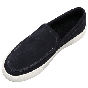 冬季加绒保暖真皮豆豆鞋男轻便百搭翻毛皮乐福鞋潮一脚蹬休闲皮鞋