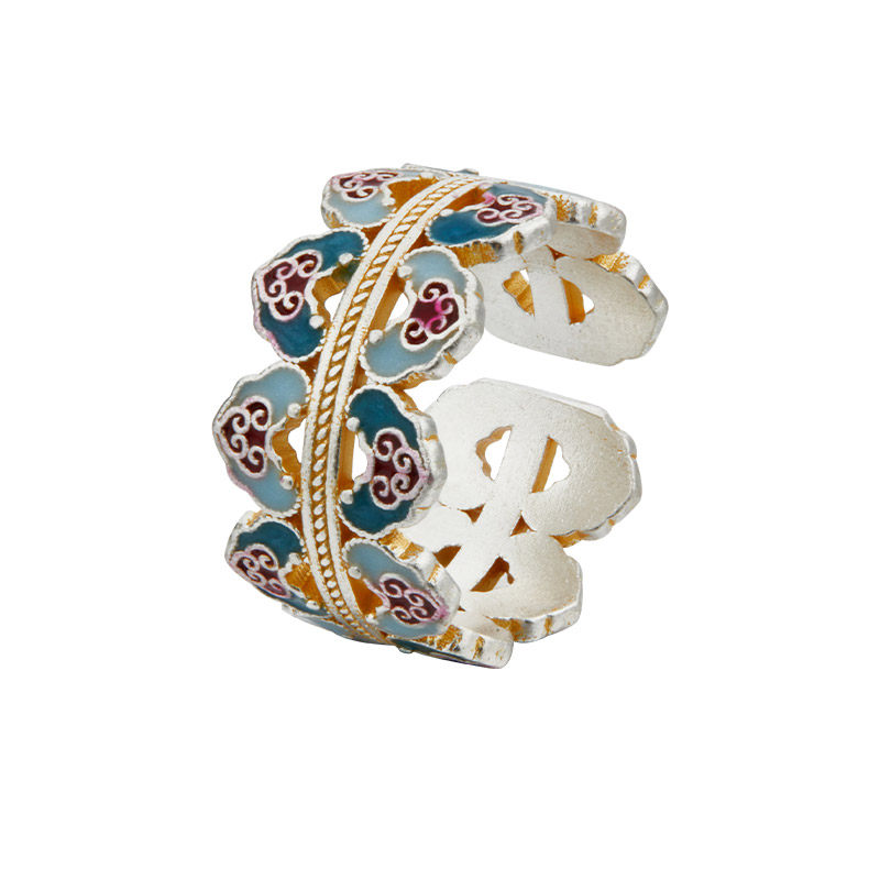 顺钦银楼足银戒指十二金钗设计纯银手饰可调节新中式古风新年礼物