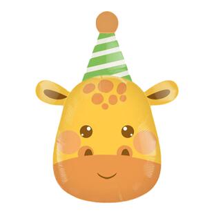 ins可爱卡通生日帽老虎狮子动物气球男女孩周岁生日场景布置装饰