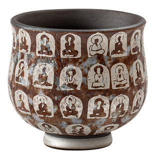 蕴华堂敦煌文创复古老岩泥茶杯万佛鎏银主人杯功夫茶具陶瓷品茗杯