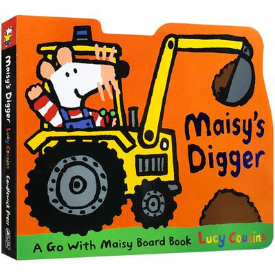 小鼠波波系列英文原版Maisy's Digger:A Go with Maisy Board Book小鼠波波的挖掘机纸板造型低幼儿童启蒙绘本3-6岁建筑工具车