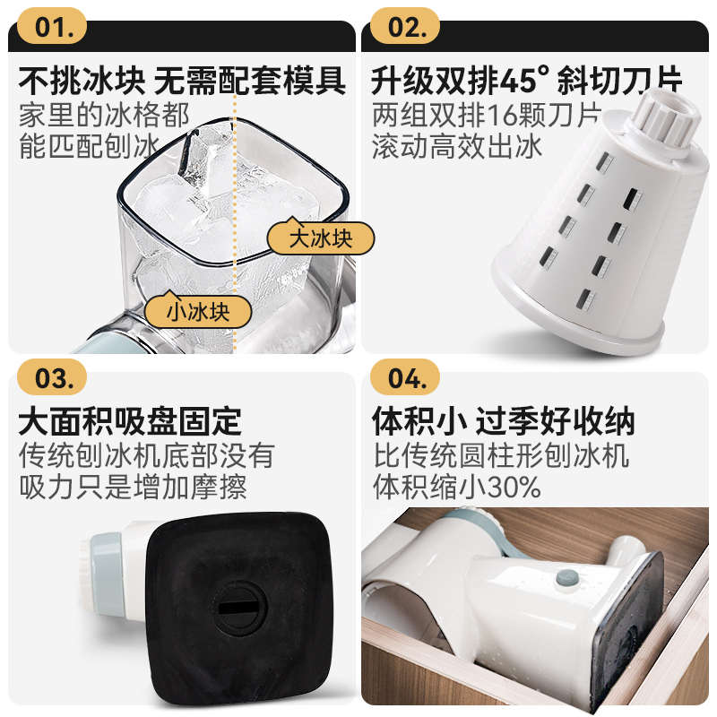 手摇刨冰机家用小型绵绵冰制冰雹冰不插电碎冰机手动冰沙机破冰机