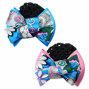 农行领带头花女丝巾领花发夹顶夹蝴蝶结红边蓝边夏季领结