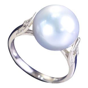 大证GUIID维纳斯珍珠戒指天然冷光海水澳白珍珠指环18K金钻石手饰