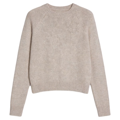 百家好100%羊毛圆领软糯针织衫女