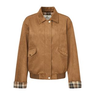 【秋季新品】GOLDEN BEAR/金熊 新款女士复古巴恩风翻领短款外套