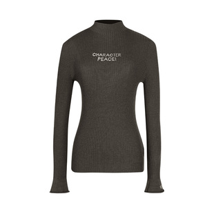 伊纳芙半高领字母针织衫女冬季新款高级气质修身羊毛衫内搭打底衫