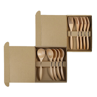 日式荷木勺叉餐具套装5只装10只装家用汤勺实木叉子木勺子饭勺